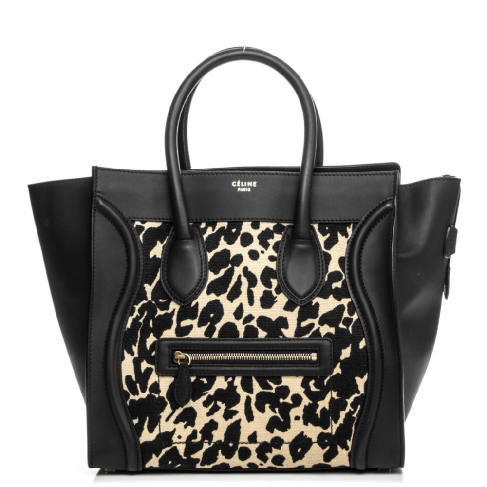 🚫SOLD🚫Celine Black/Leopard Mini Luggage Bag